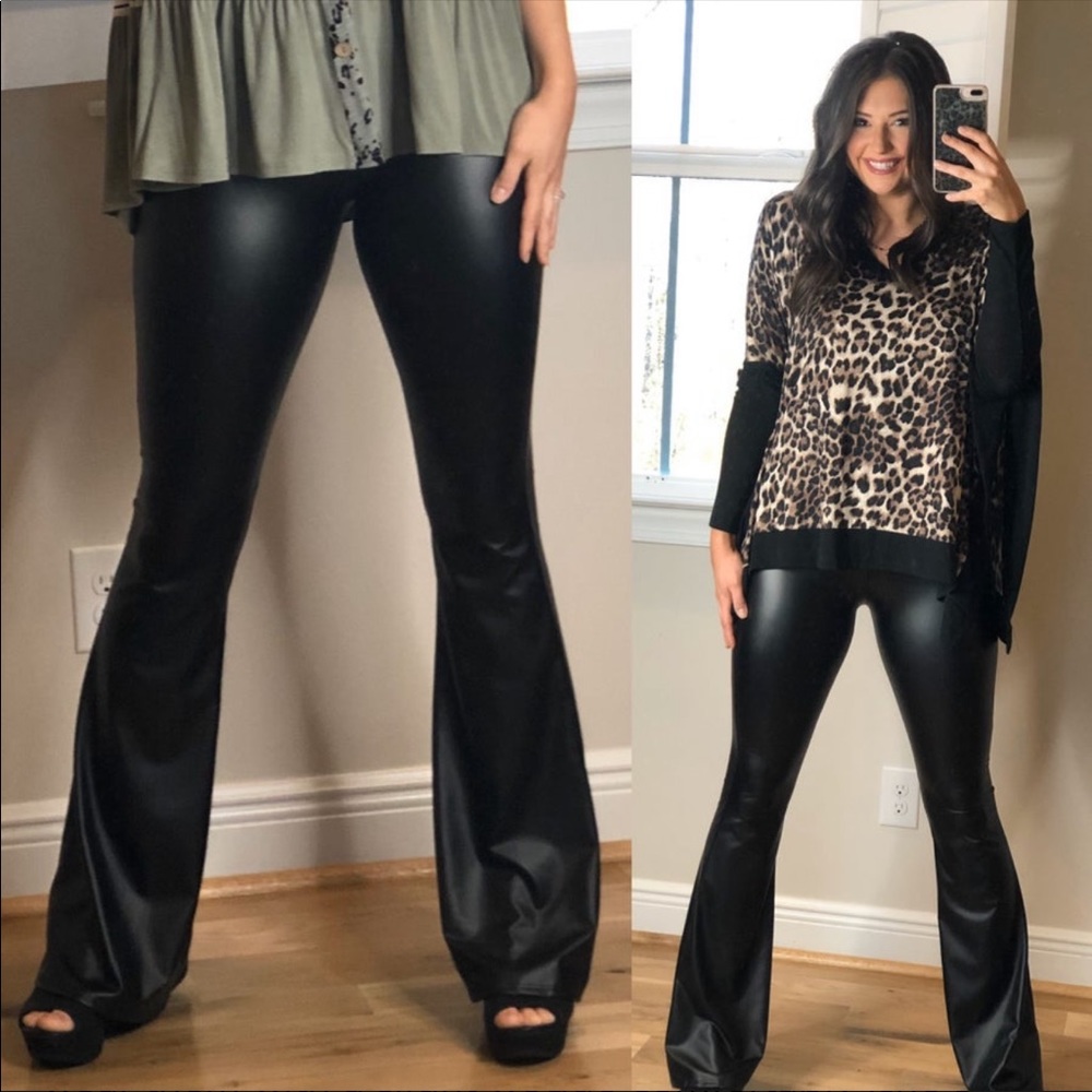 Leather Bell Bottom Pants
